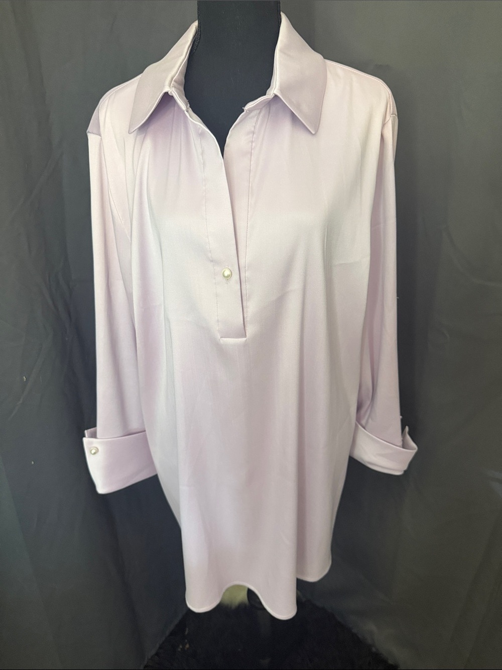 Relaxed Lavender Button-Front Women's Tunic Dress